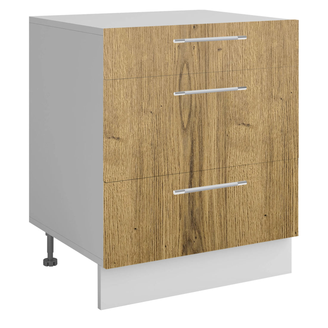 Meuble de cuisine casserolier 3 tiroirs bois clair L 60 x H 72 cm ( Partie haut non couvert )