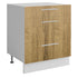 Meuble de cuisine casserolier 3 tiroirs bois clair L 60 x H 72 cm ( Partie haut non couvert )