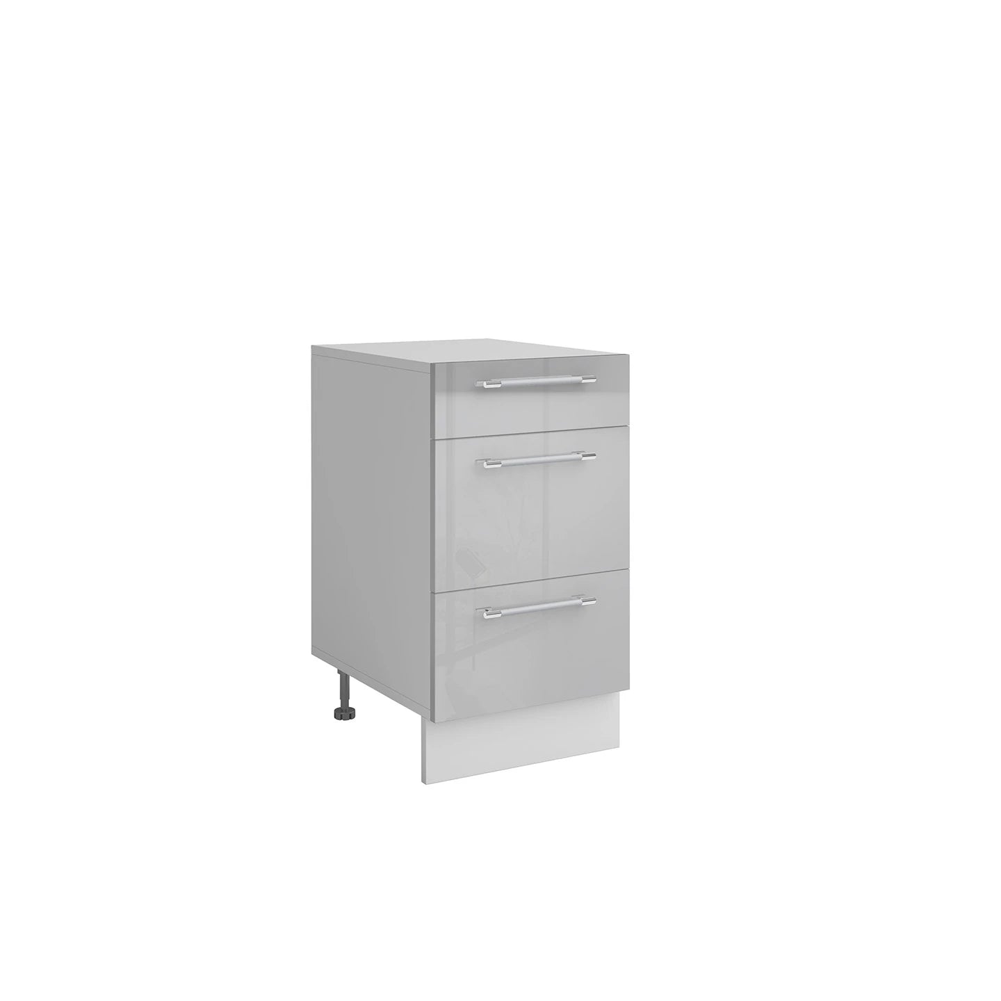 Meuble de cuisine casserolier 3 tiroirs gris laqué L 40 x H 72 cm ( Partie haut non couvert )