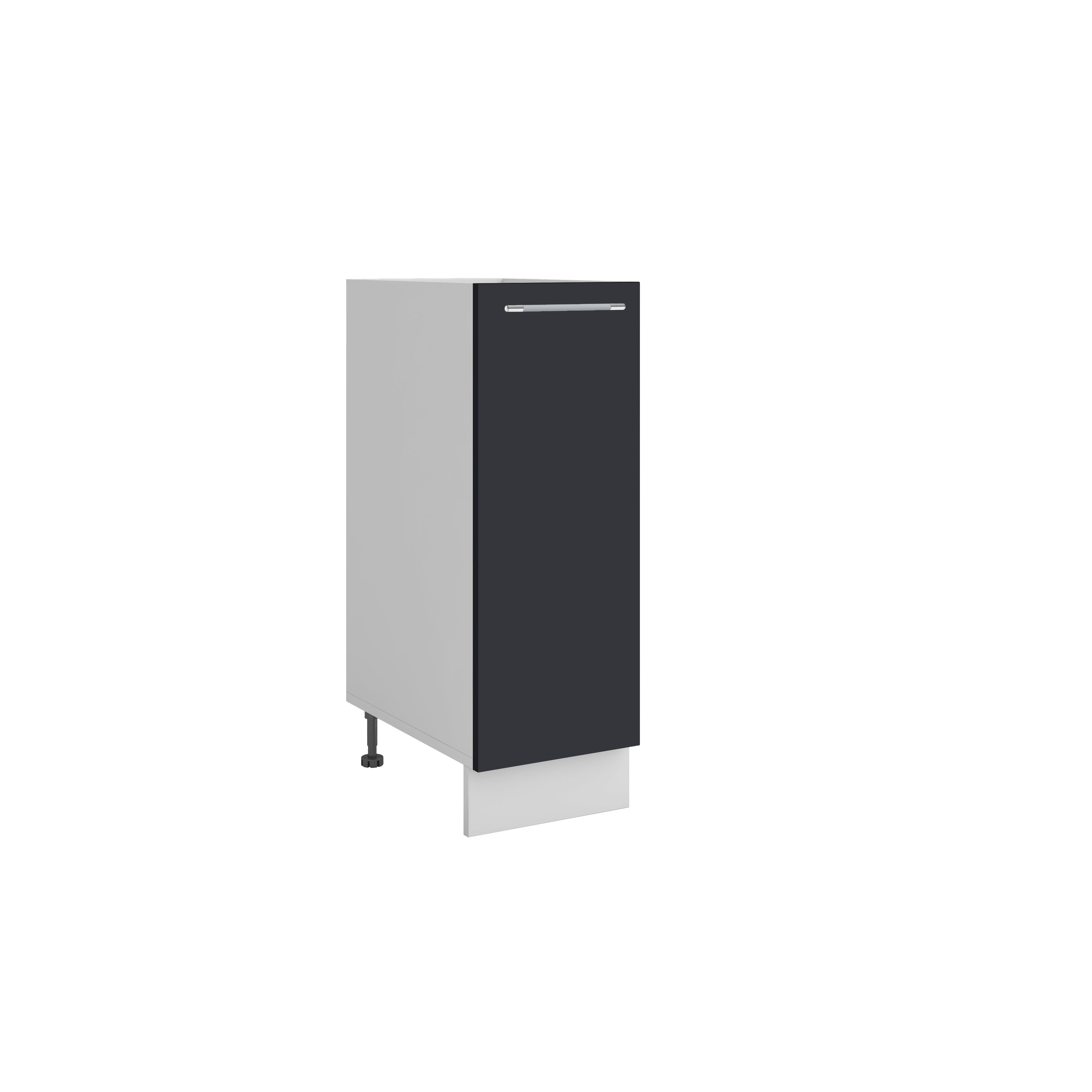 Meuble bas de cuisine panier coulissant Inox gris anthracite 1 porte L 30 x H 72 cm ( Partie haut non couvert )