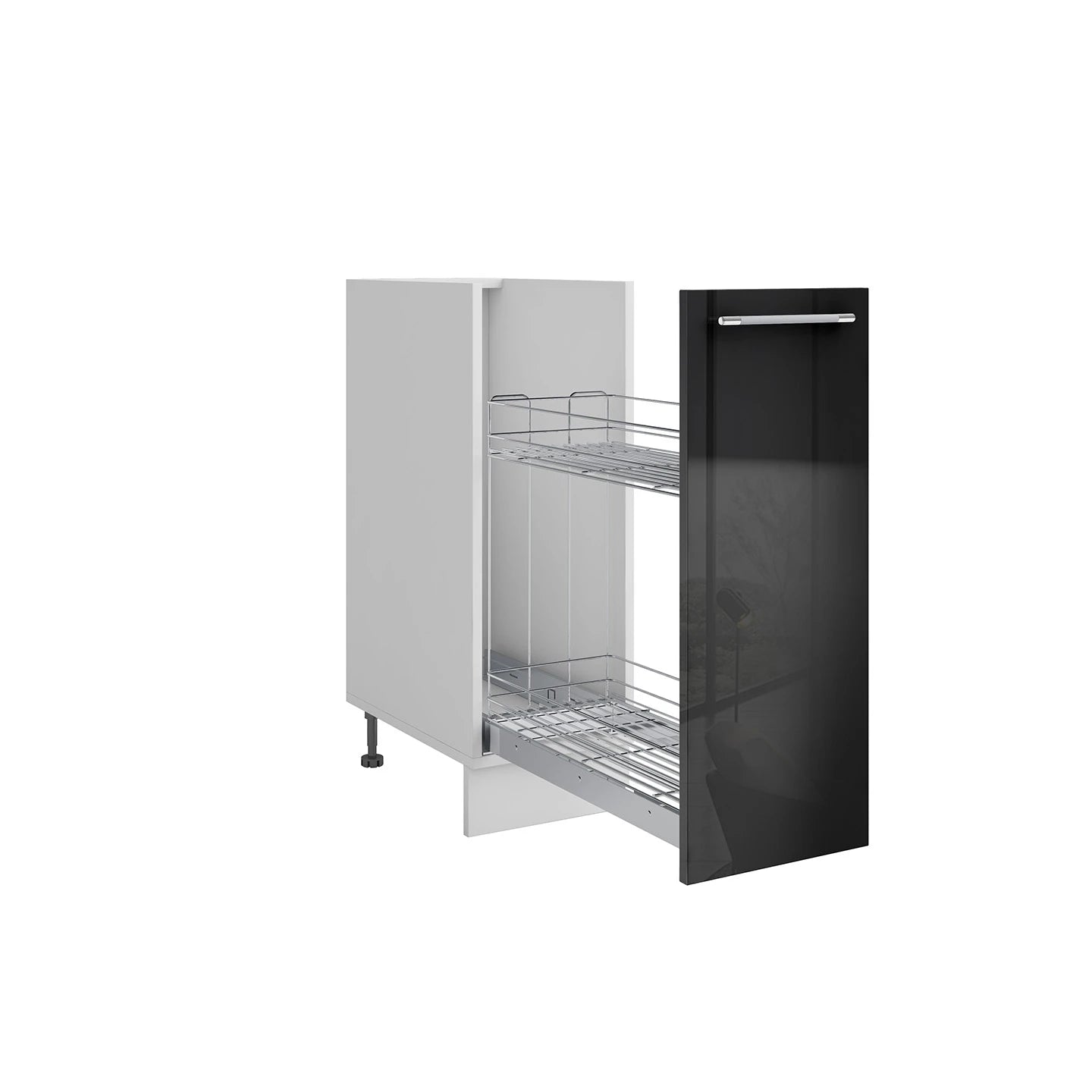 Meuble bas de cuisine panier coulissant Inox 1 porte L 30 x H 72 cm