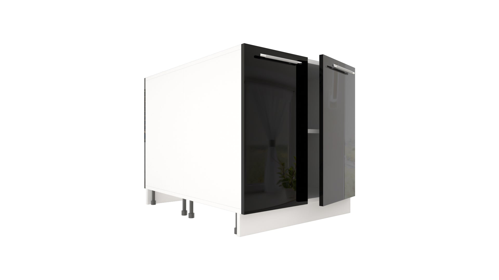 Ilot Central de Cuisine Duo 80 noir laquée