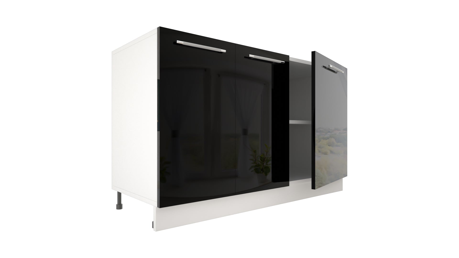 Ilot Central de Cuisine Solo 140 noir laquée