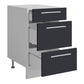 Meuble de cuisine casserolier 3 tiroirs gris anthracite L 40 x H 72 cm ( Partie haut non couvert )