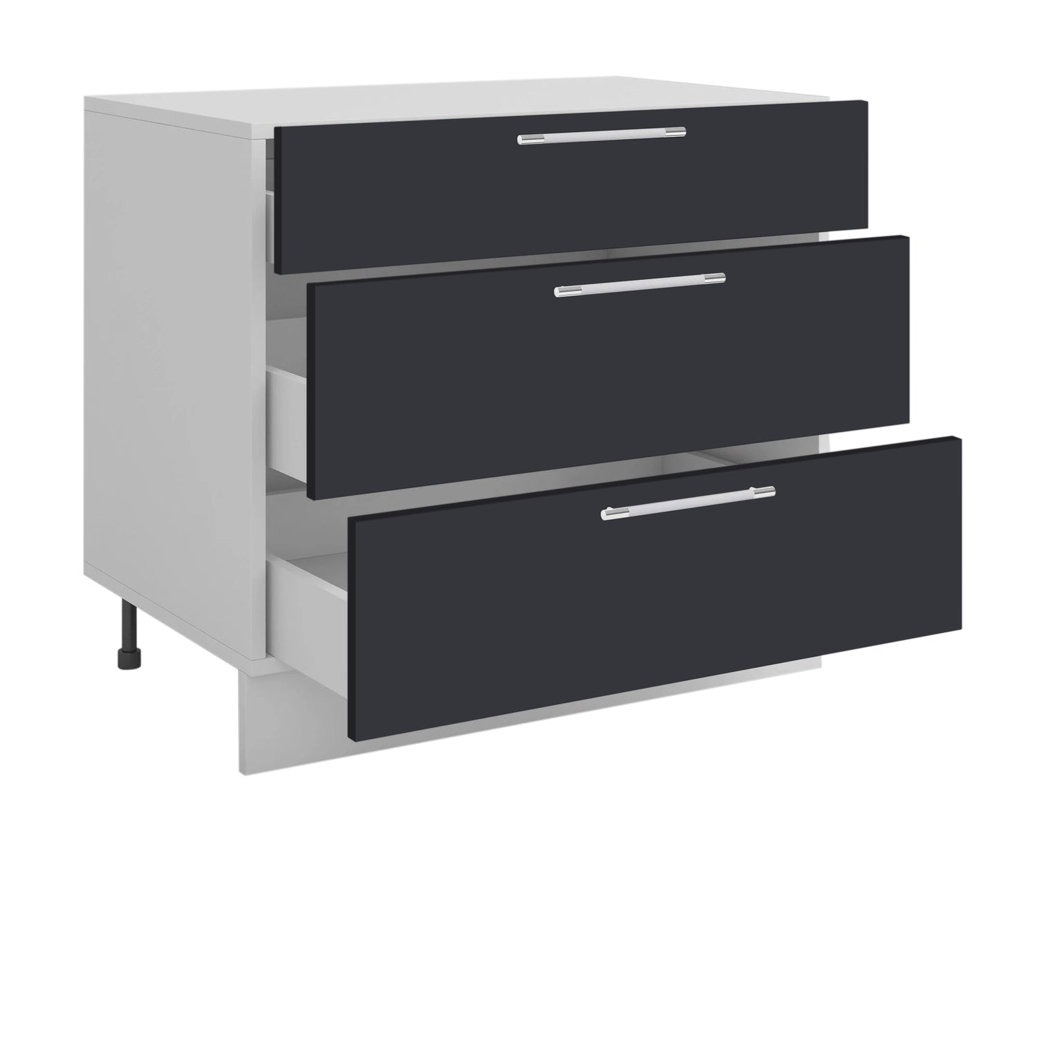Meuble de cuisine casserolier 3 tiroirs gris anthracite L 80 x H 72 cm ( Partie haut non couvert )