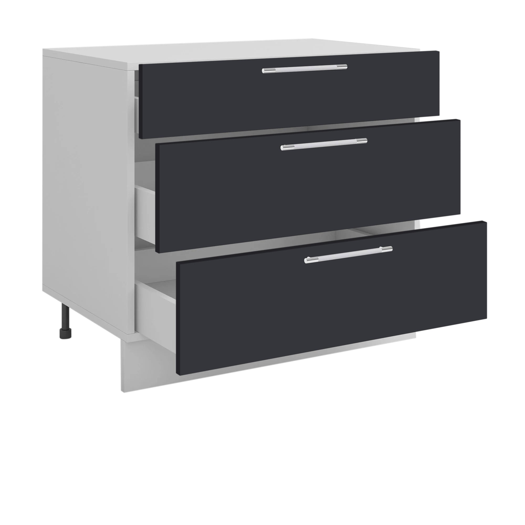Meuble de cuisine casserolier 3 tiroirs gris anthracite L 80 x H 72 cm ( Partie haut non couvert )