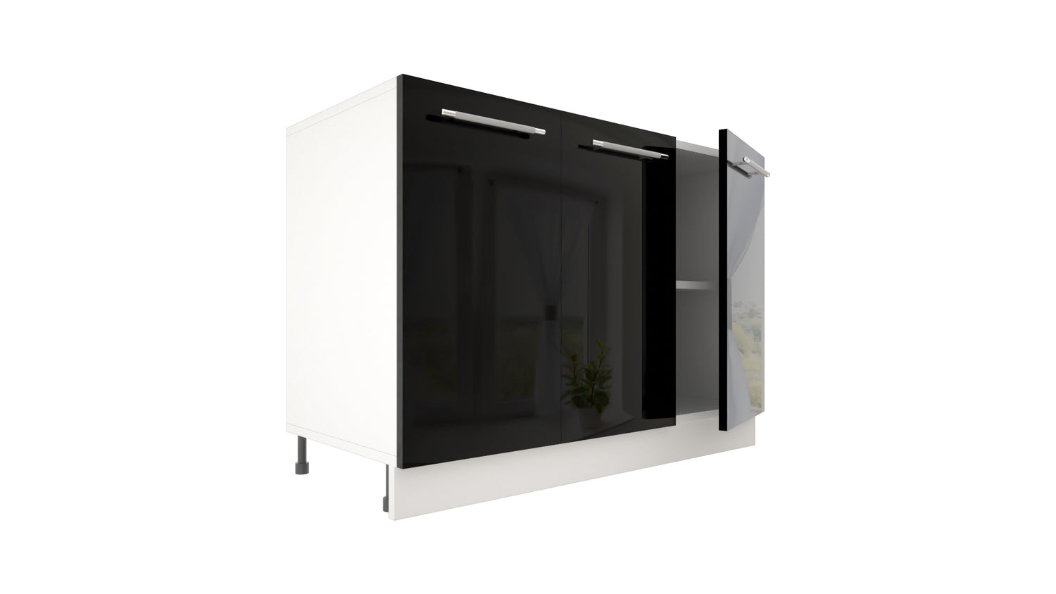 Ilot Central de Cuisine Solo 120 noir laquée