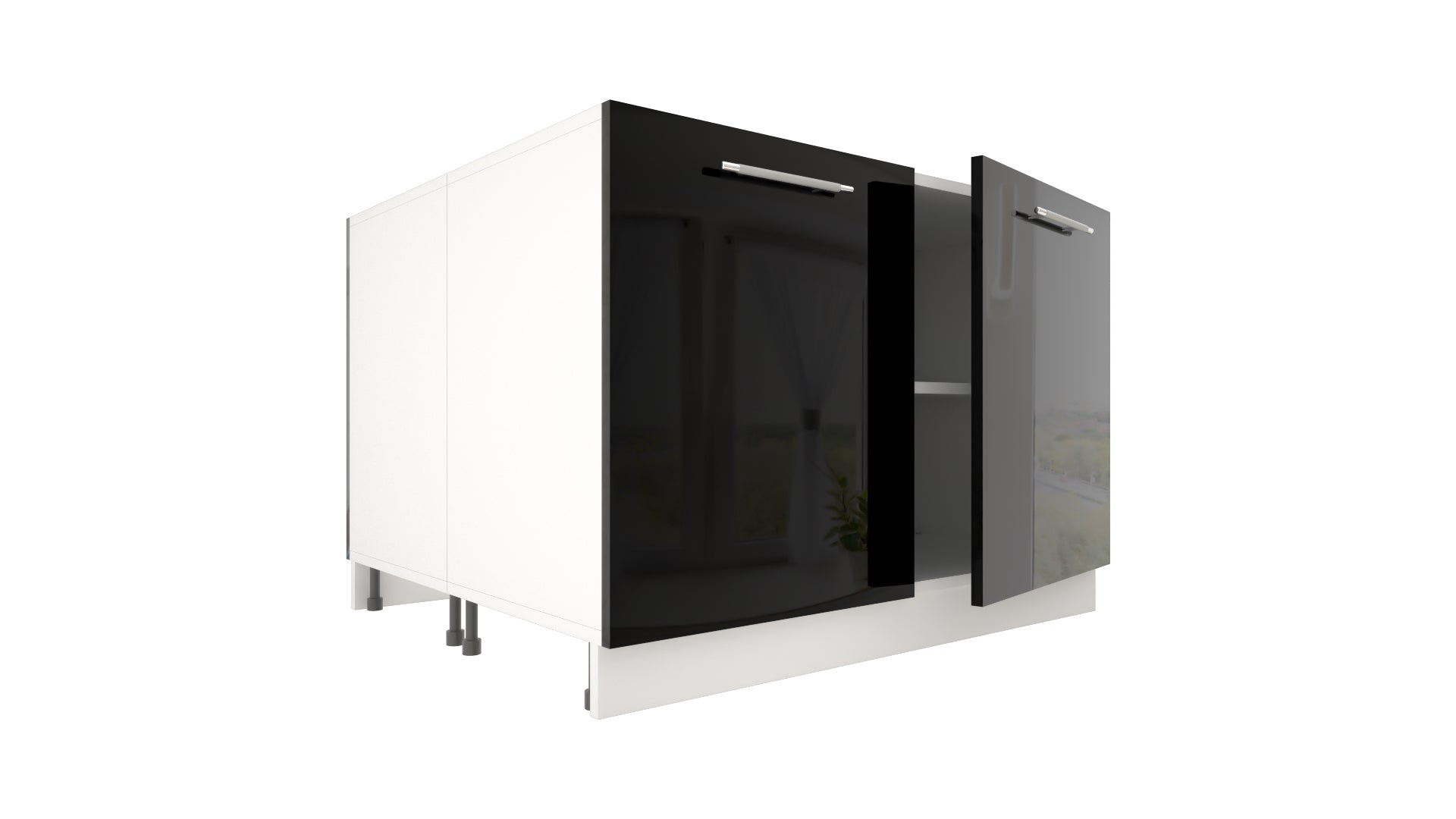 Ilot Central de Cuisine Duo 120 noir laquée