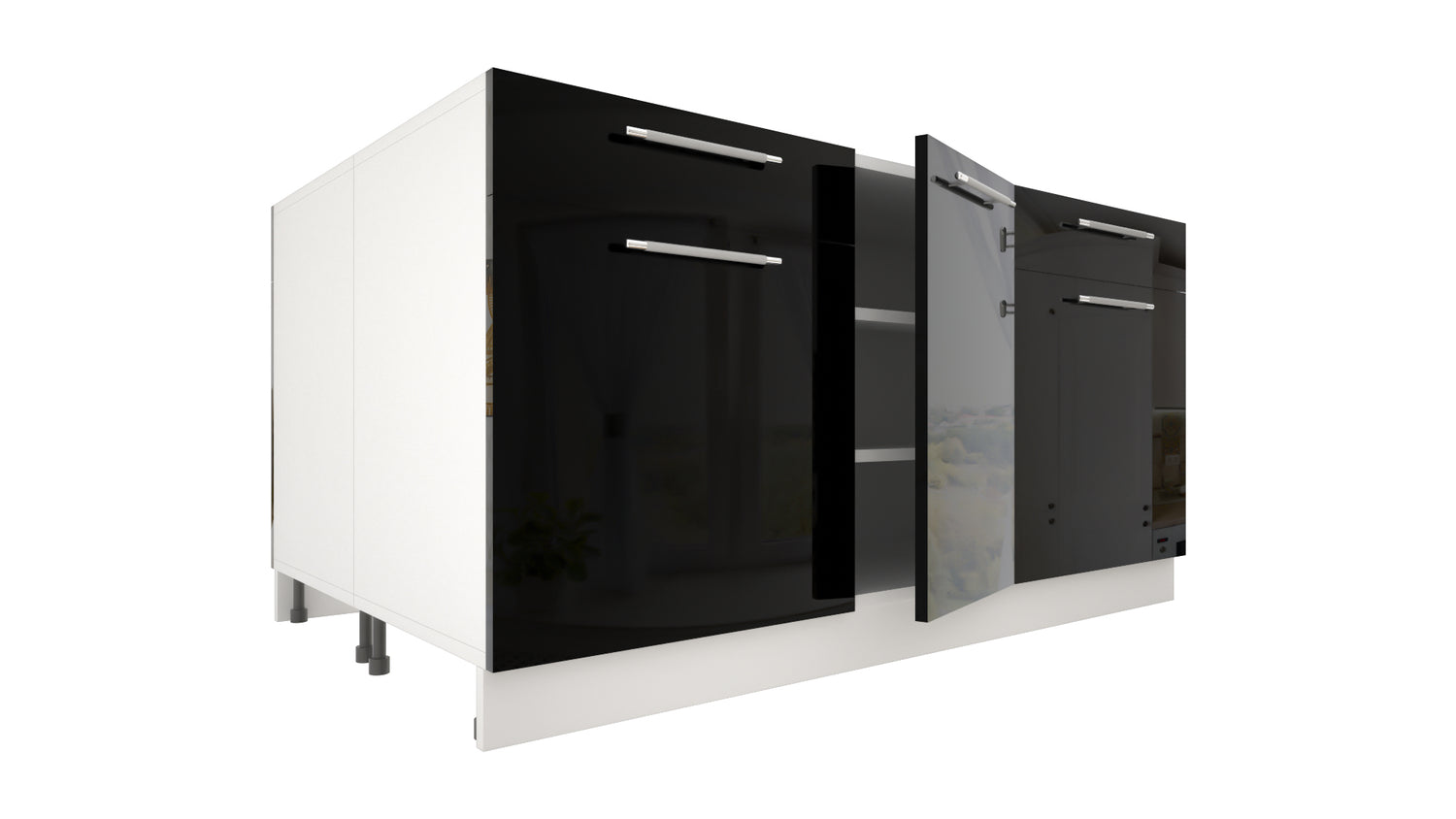 Ilot Central de Cuisine Duo 160 noir laquée