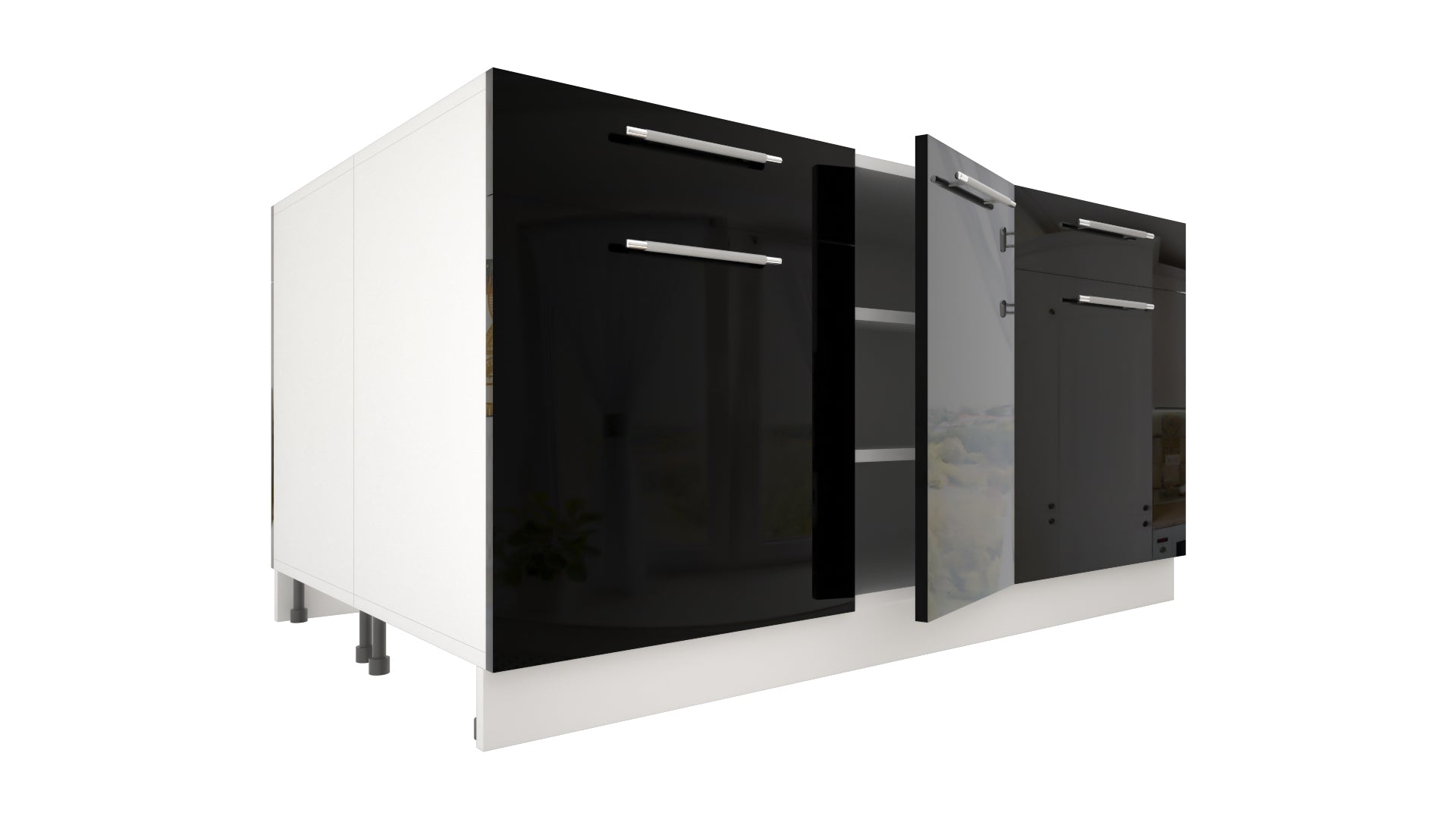 Ilot Central de Cuisine Duo 160 noir laquée