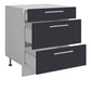 Meuble de cuisine casserolier 3 tiroirs gris anthracite L 60 x H 72 cm ( Partie haut non couvert )