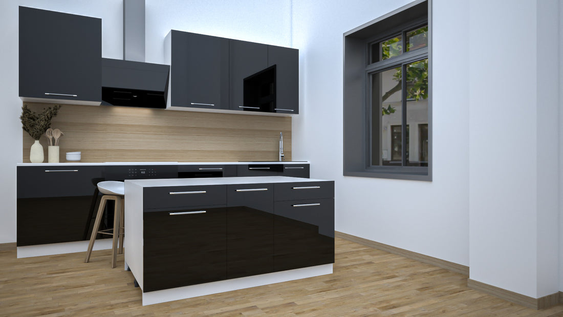Ilot Central de Cuisine Duo 160 noir laquée