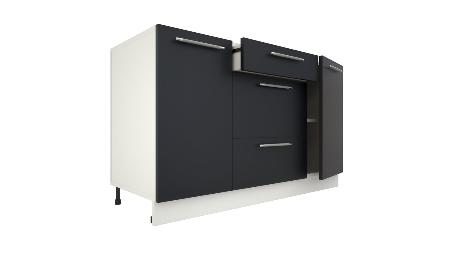 Ilot Central de Cuisine Solo 140 Tiroirs gris anthracite