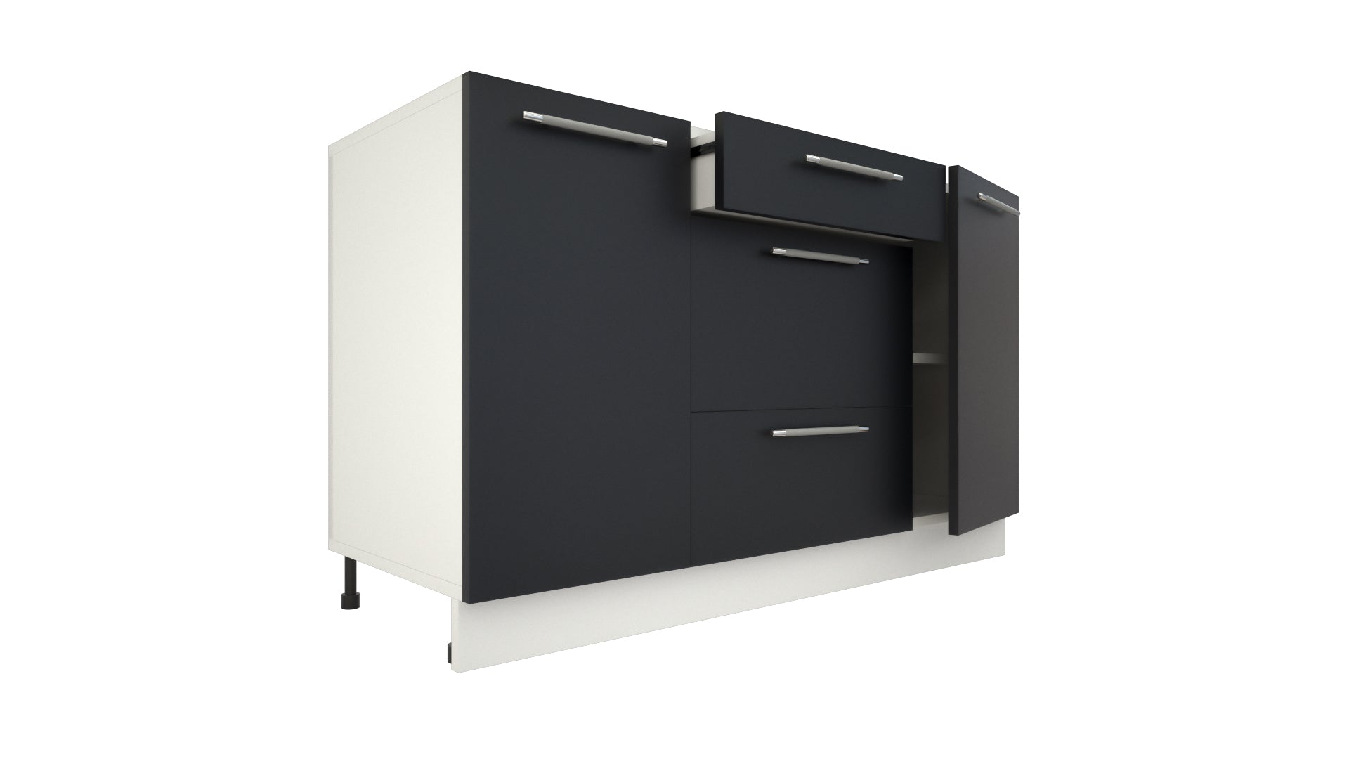 Ilot Central de Cuisine Solo 140 Tiroirs gris anthracite