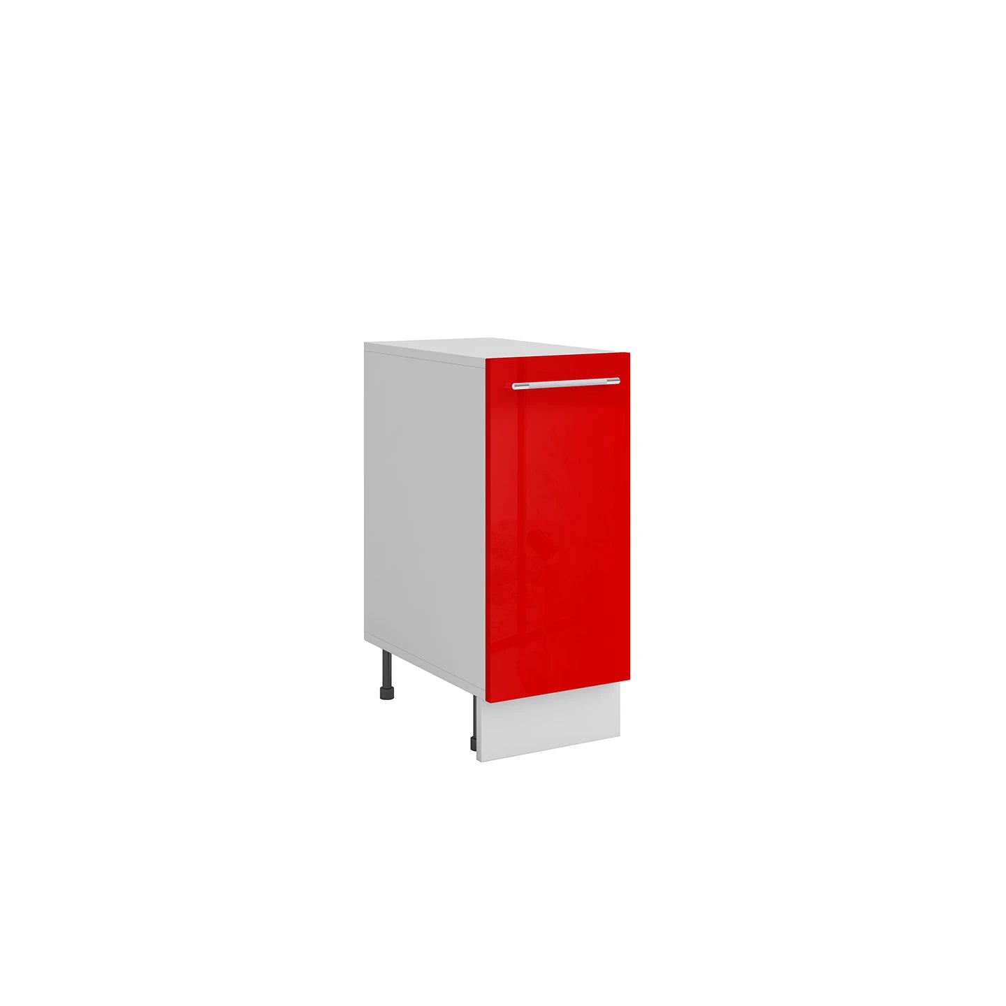 Meuble de cuisine bas rouge laqué 1 porte 1 étagère L 30 x H 72 cm