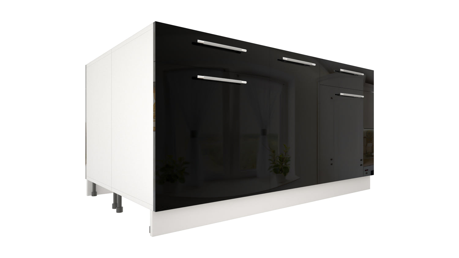 Ilot Central de Cuisine Duo 160 noir laquée