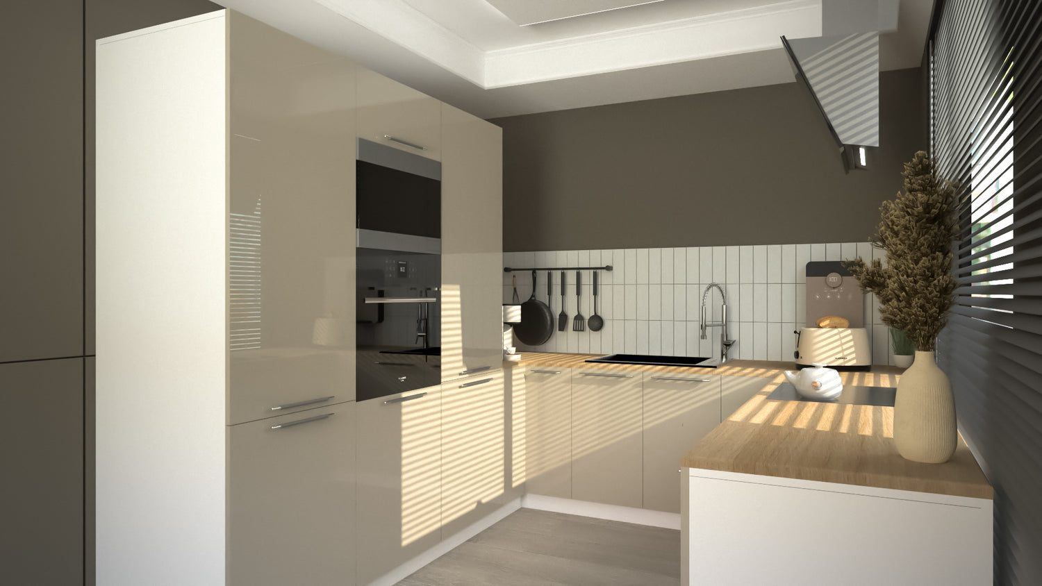 Cuisine complète U-Deluxe beige laquée