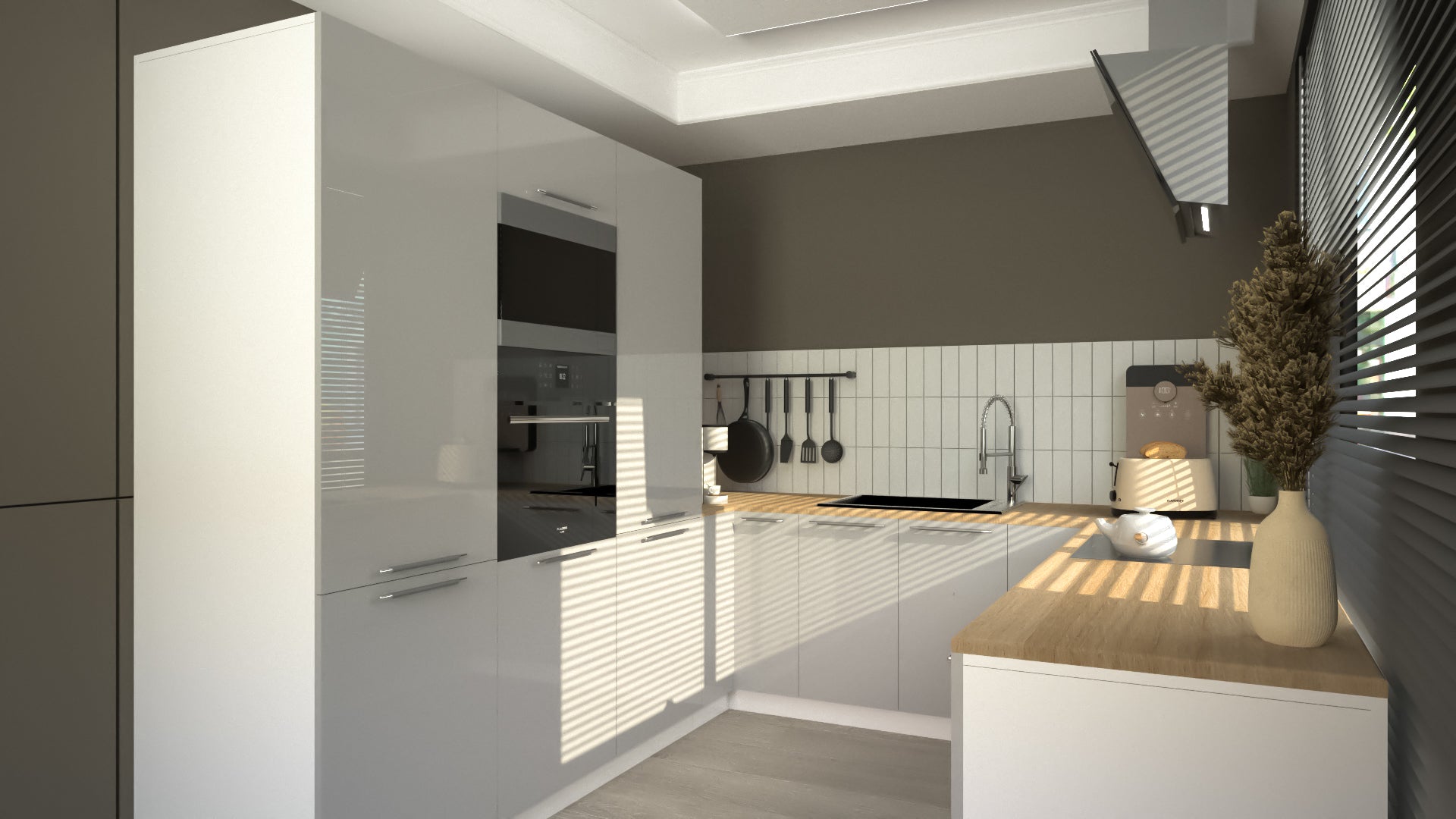 Cuisine complète U-Deluxe grise laquée