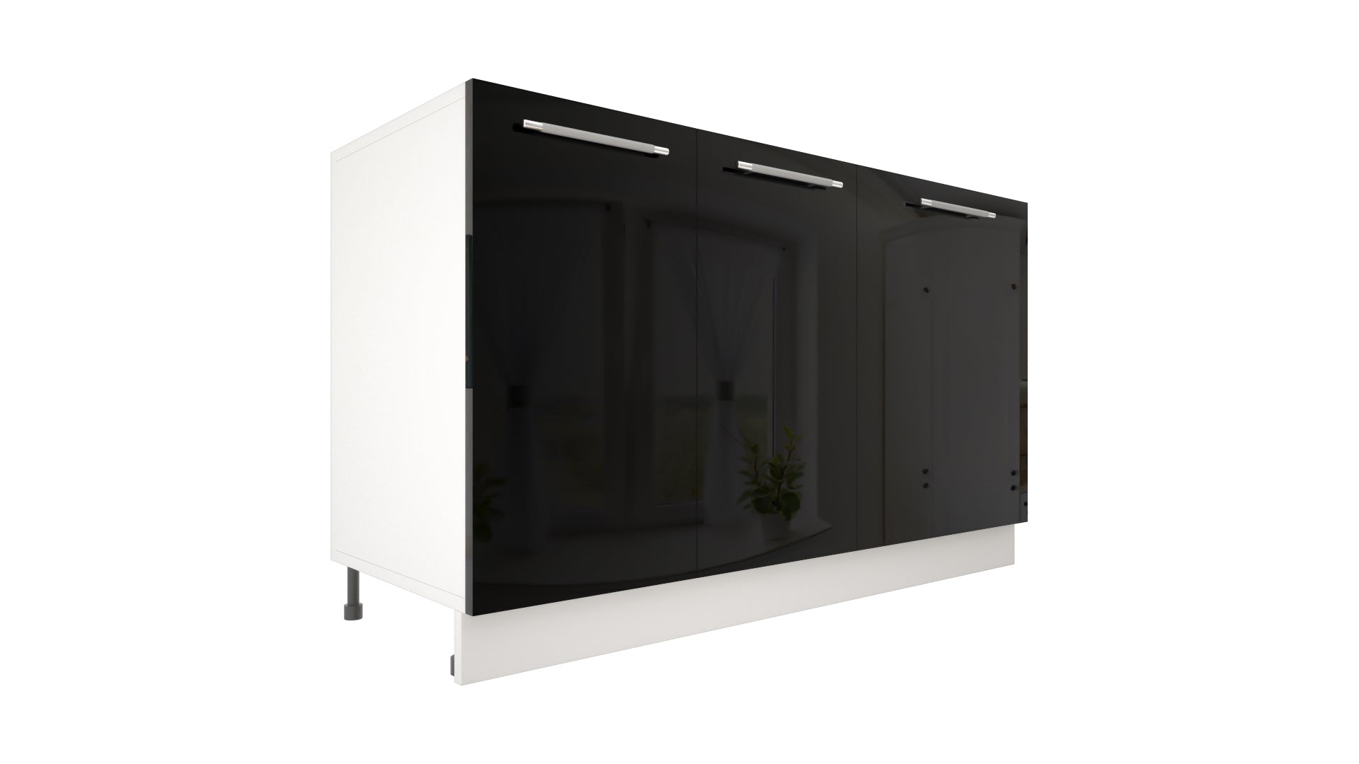 Ilot Central de Cuisine Solo 140 noir laquée