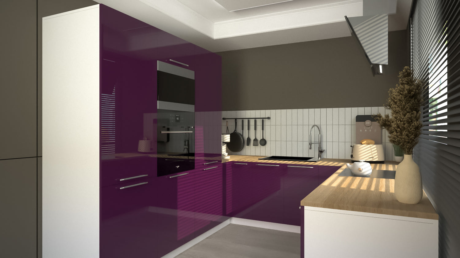 Cuisine complète U-Deluxe violet laquée
