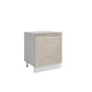 Meuble de cuisine casserolier 3 tiroirs taupe laqué L 60 x H 72 cm ( Partie haut non couvert )