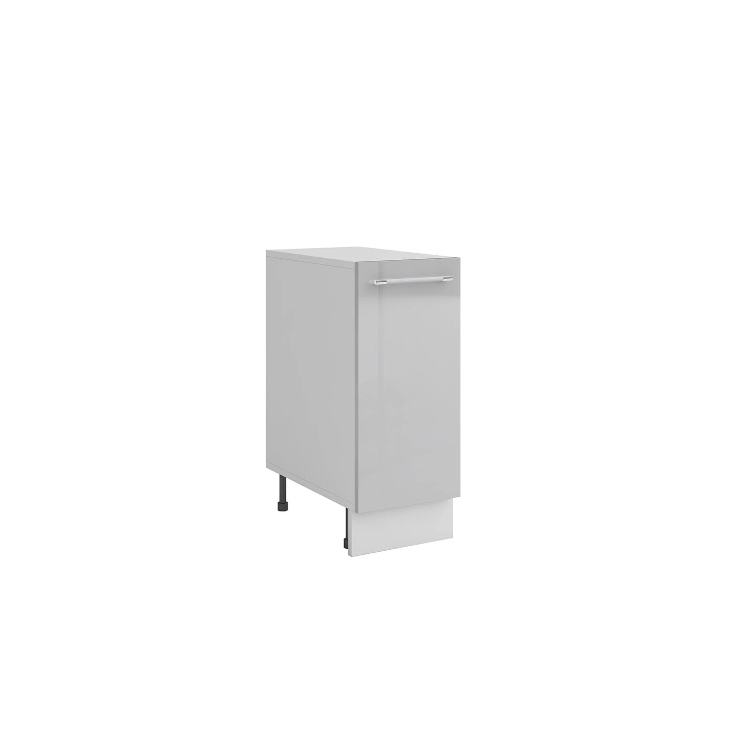 Meuble de cuisine bas gris laqué 1 porte 1 étagère L 30 x H 72 cm