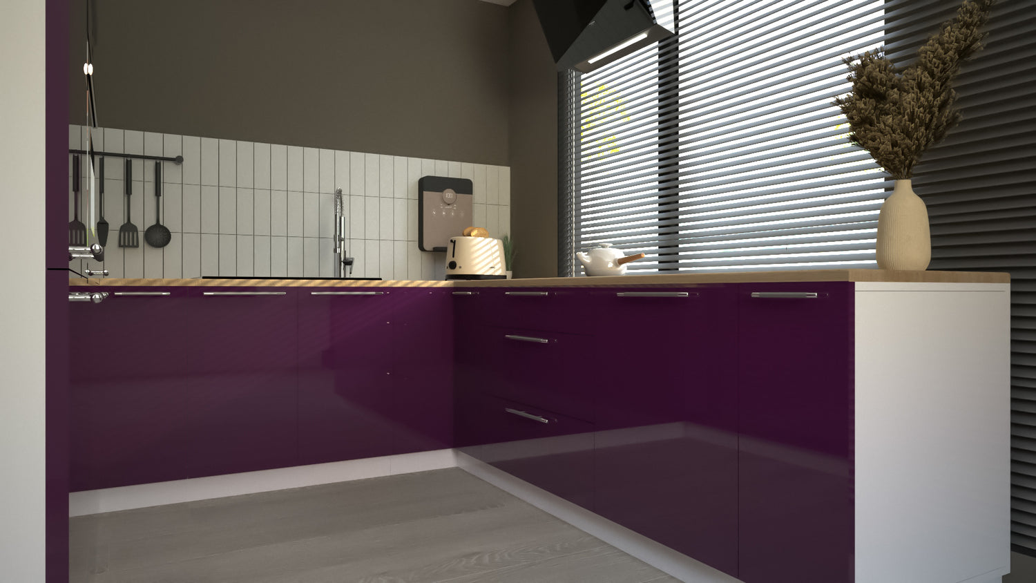 Cuisine complète U-Deluxe violet laquée