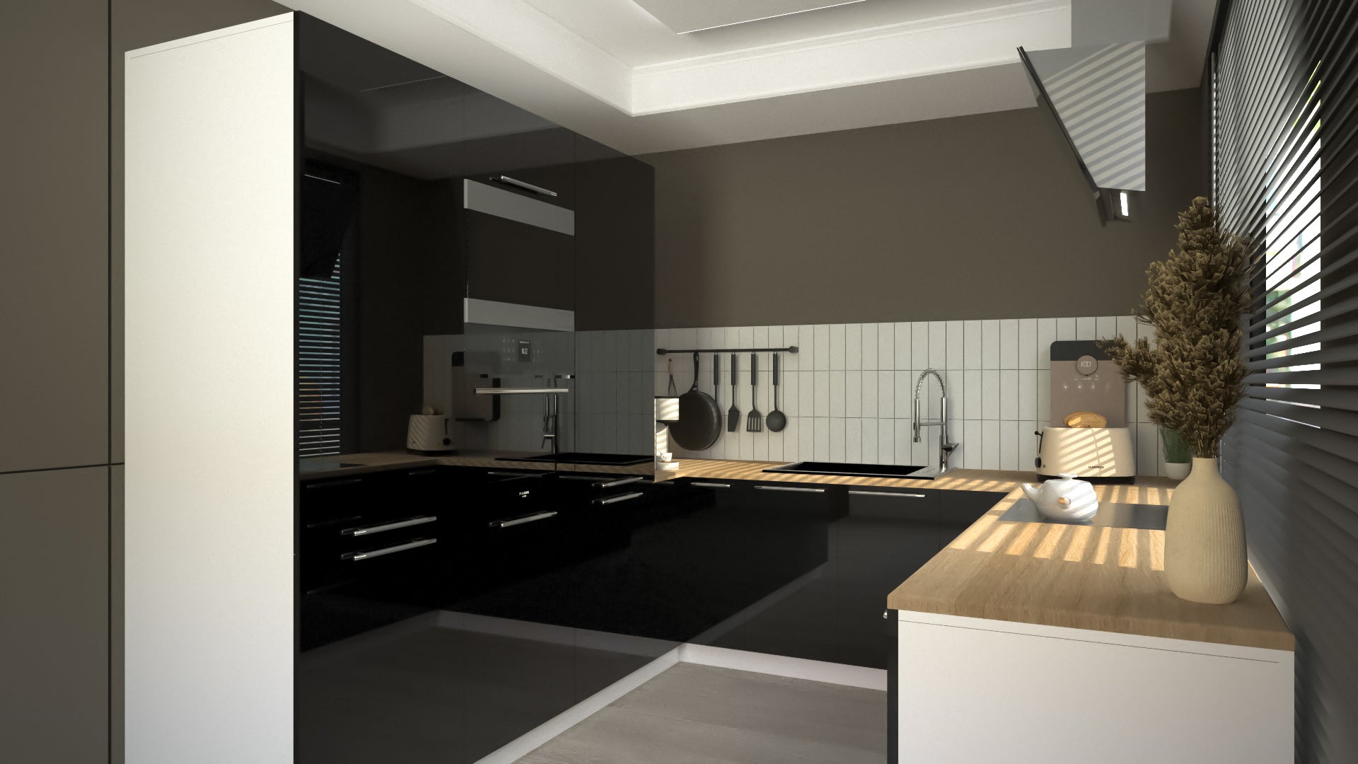 Cuisine complète U-Deluxe noir laquée