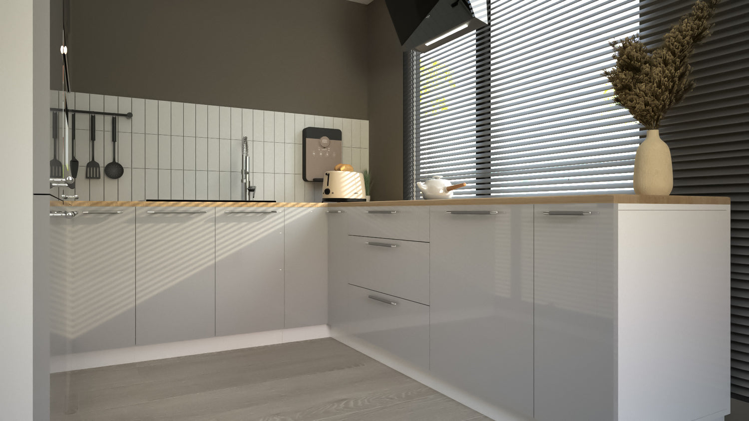 Cuisine complète U-Deluxe grise laquée
