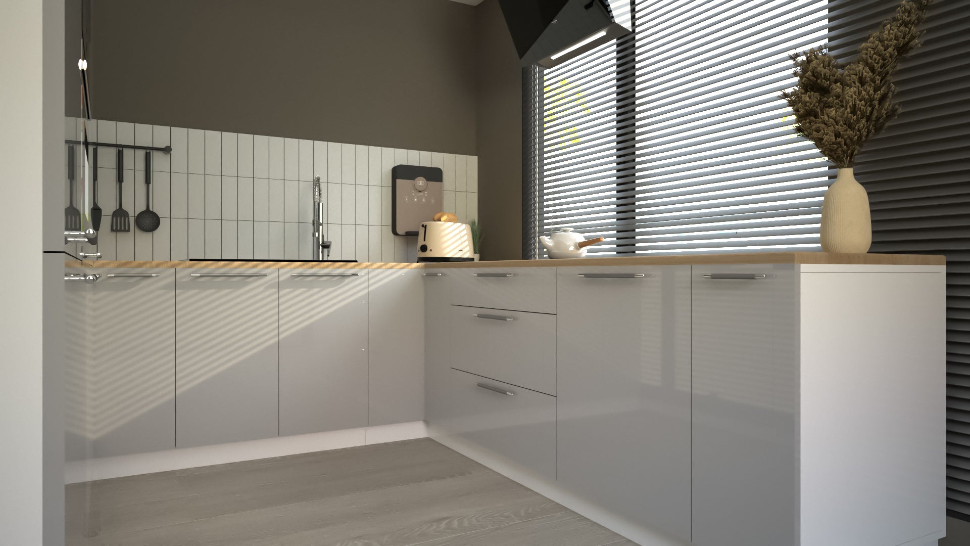 Cuisine complète U-Deluxe grise laquée