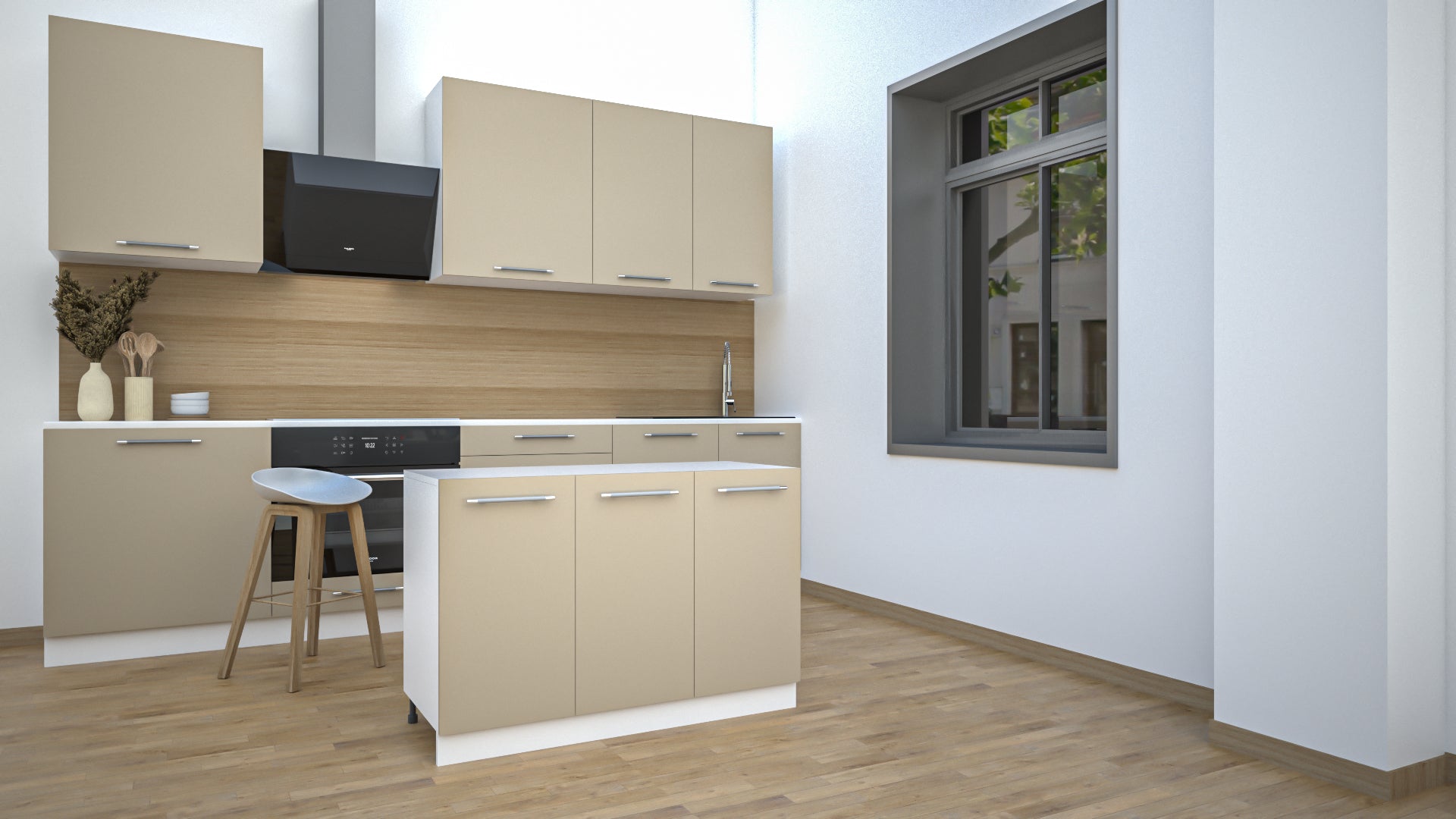 Ilot Central de Cuisine Solo 120 sable mat