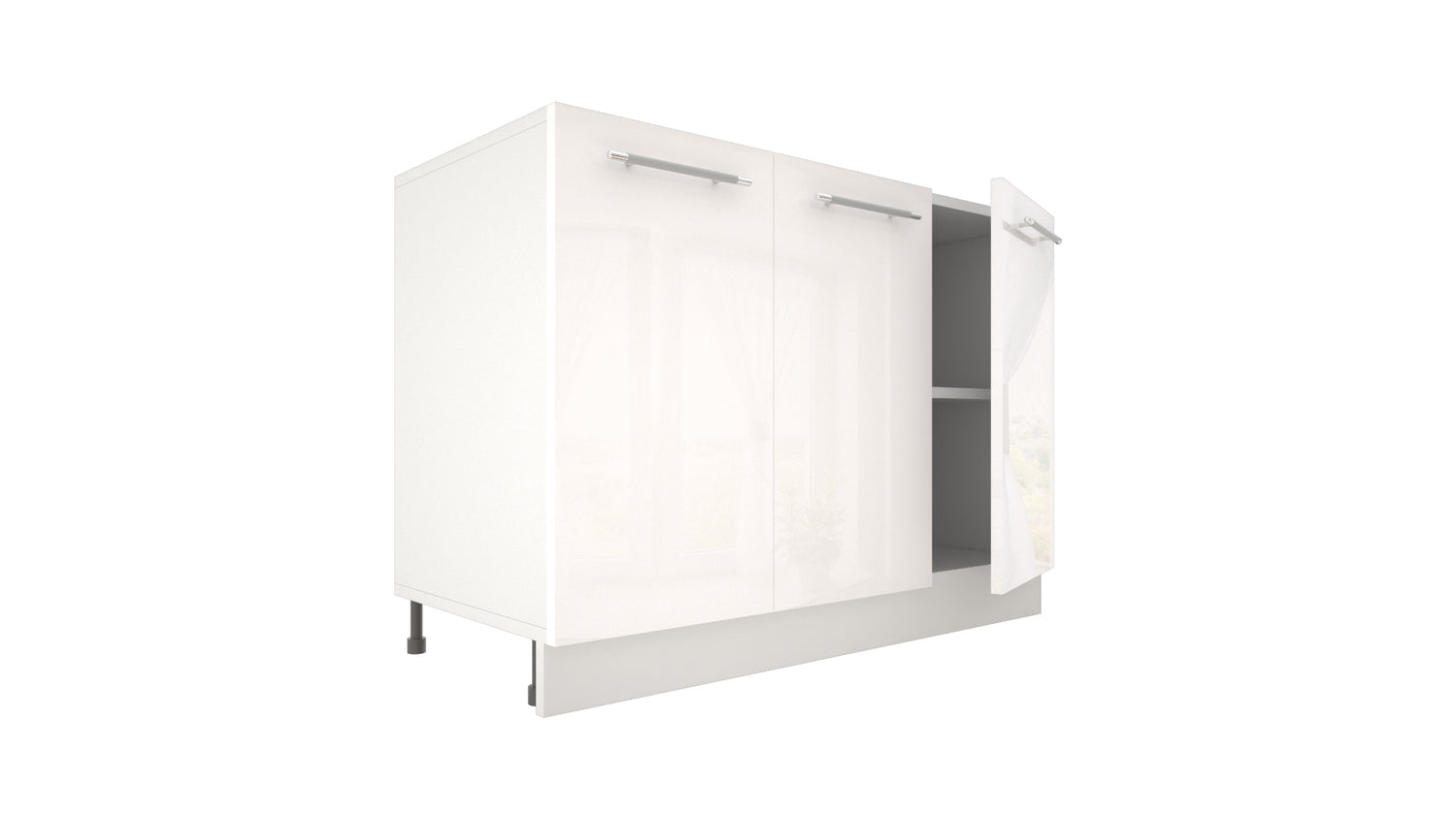 Ilot Central de Cuisine Solo 120 blanc laquée