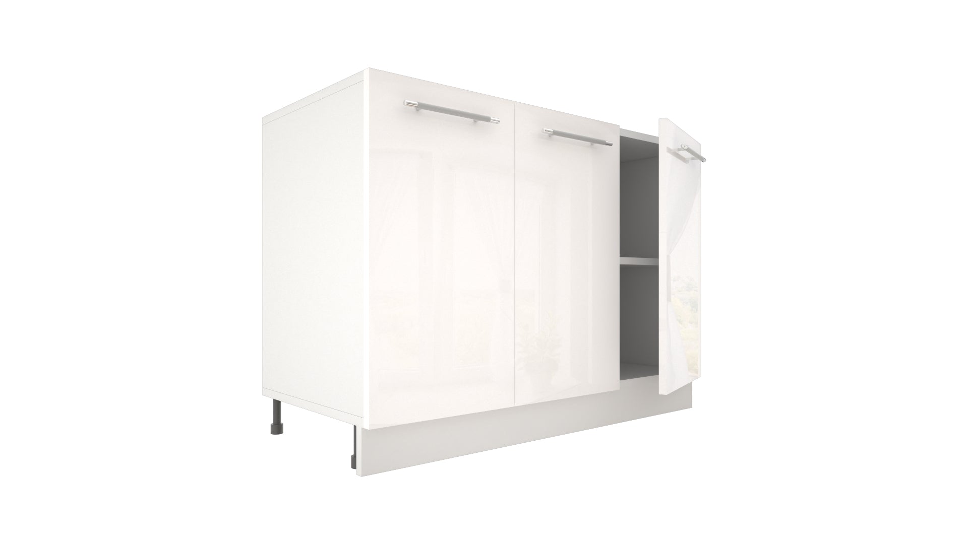 Ilot Central de Cuisine Solo 120 blanc laquée