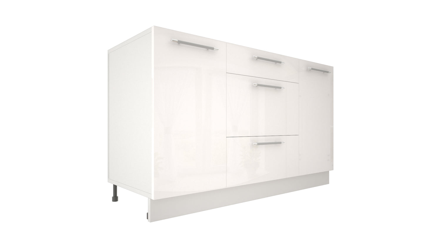 Ilot Central de Cuisine Solo 140 Tiroirs blanc laquée