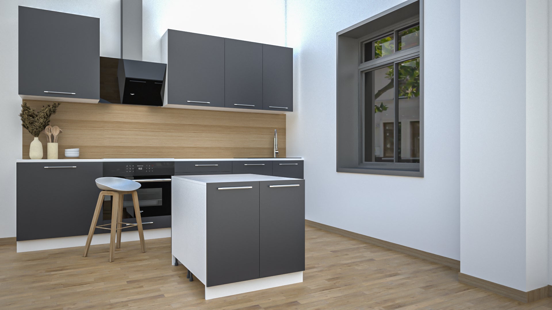Ilot Central de Cuisine Duo 80 gris anthracite