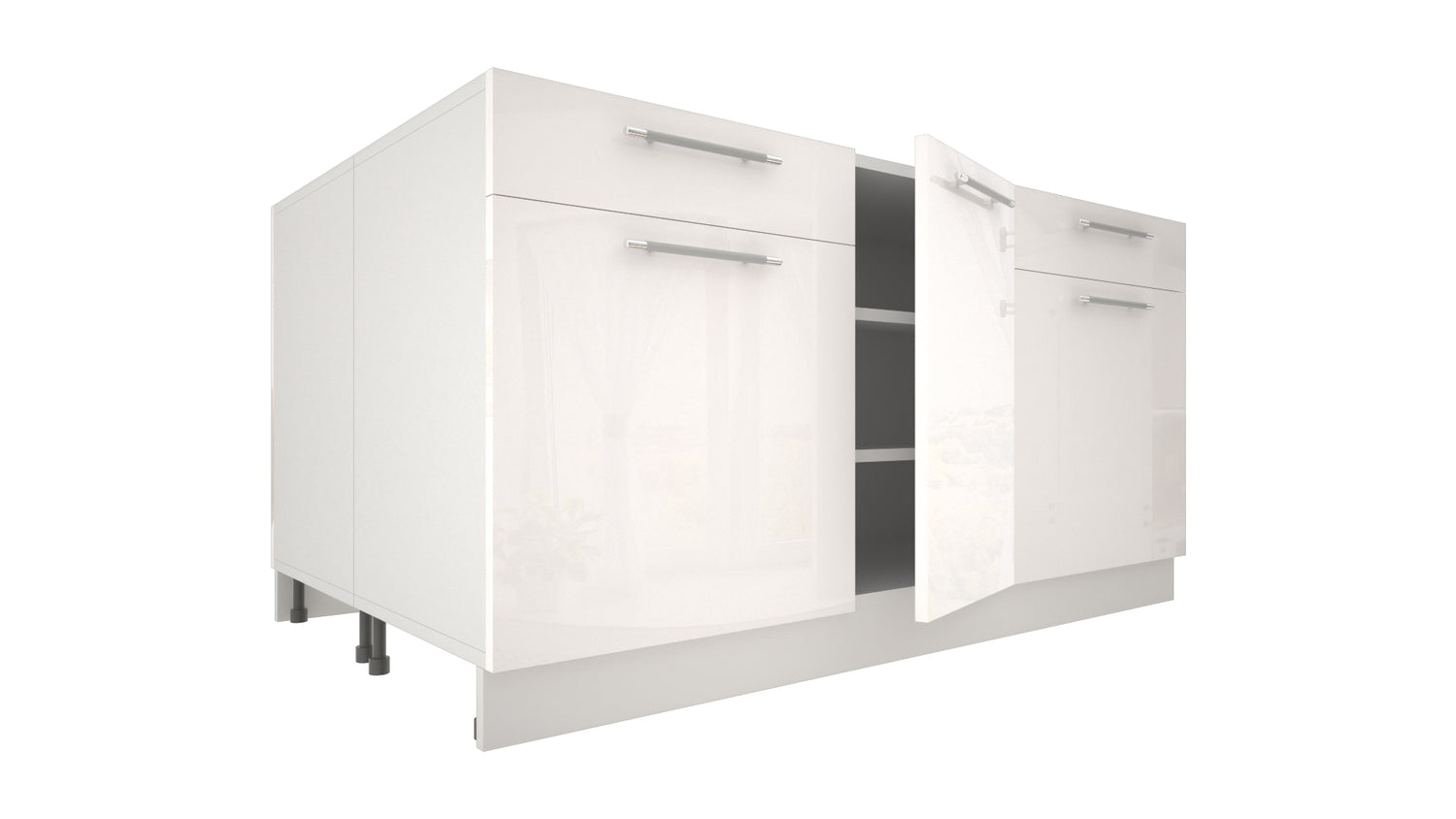 Ilot Central de Cuisine Duo 160 blanc laquée