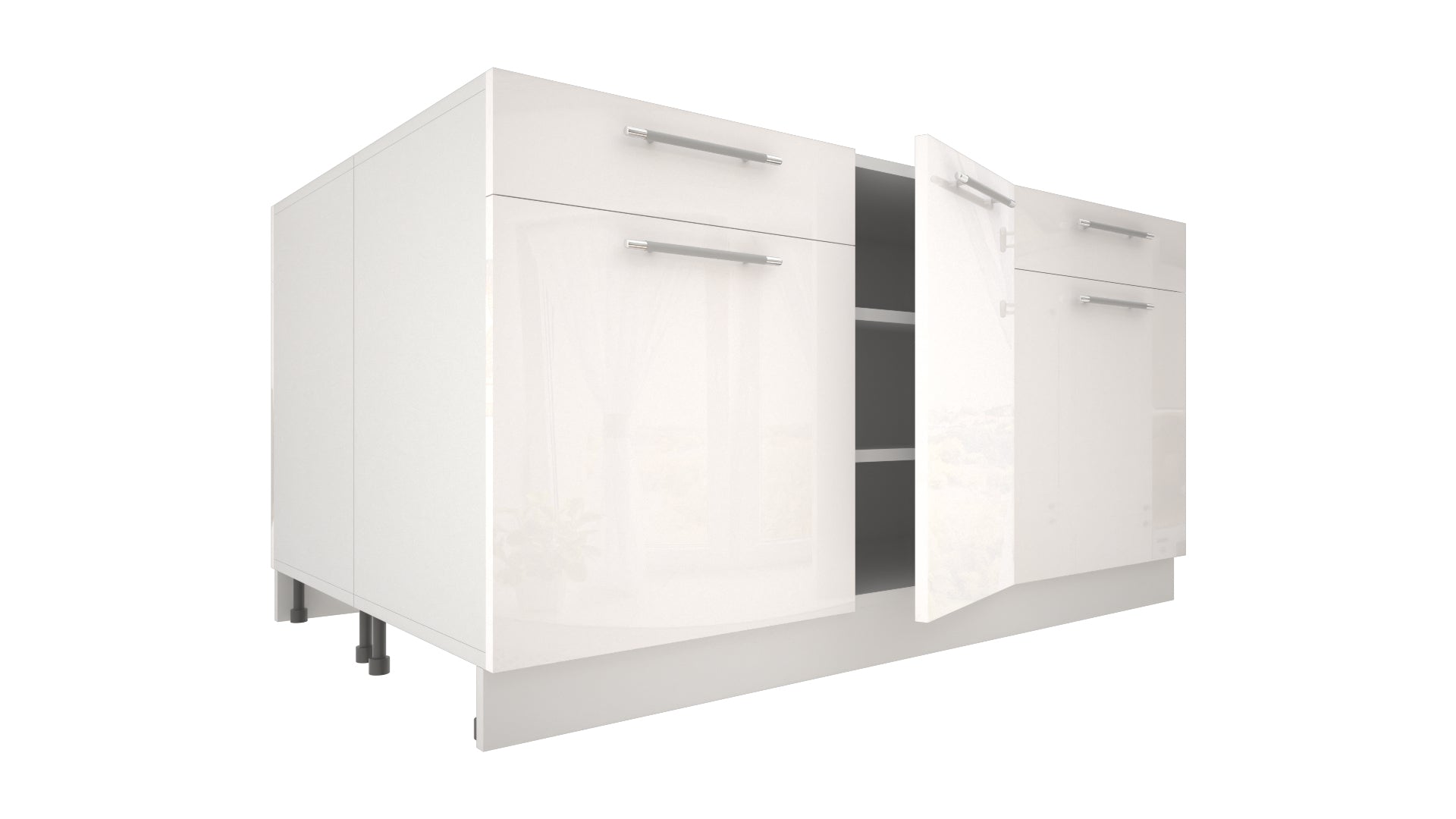 Ilot Central de Cuisine Duo 160 blanc laquée