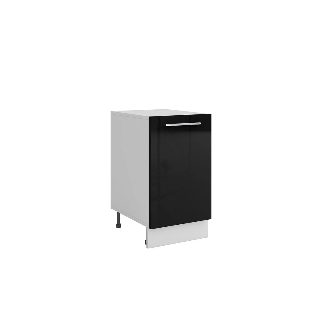 Meuble de cuisine bas noir laqué 1 porte 1 étagère L 40 x H 72 cm