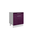 Bas L60xH72 aubergine laqué - 1 porte 1 tiroir coulissant  ( Partie haut non couvert )