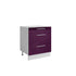 Meuble de cuisine casserolier 3 tiroirs aubergine laqué L 60 x H 72 cm ( Partie haut non couvert )