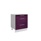 Meuble de cuisine casserolier 3 tiroirs aubergine laqué L 60 x H 72 cm ( Partie haut non couvert )
