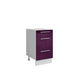 Meuble de cuisine casserolier 3 tiroirs aubergine laqué L 40 x H 72 cm ( Partie haut non couvert )