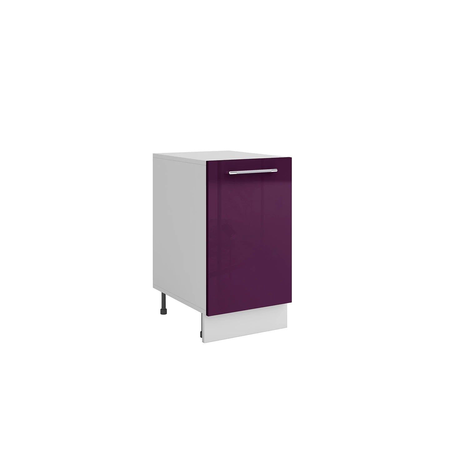 Meuble de cuisine bas aubergine laqué 1 porte 1 étagère L 40 x H 72 cm