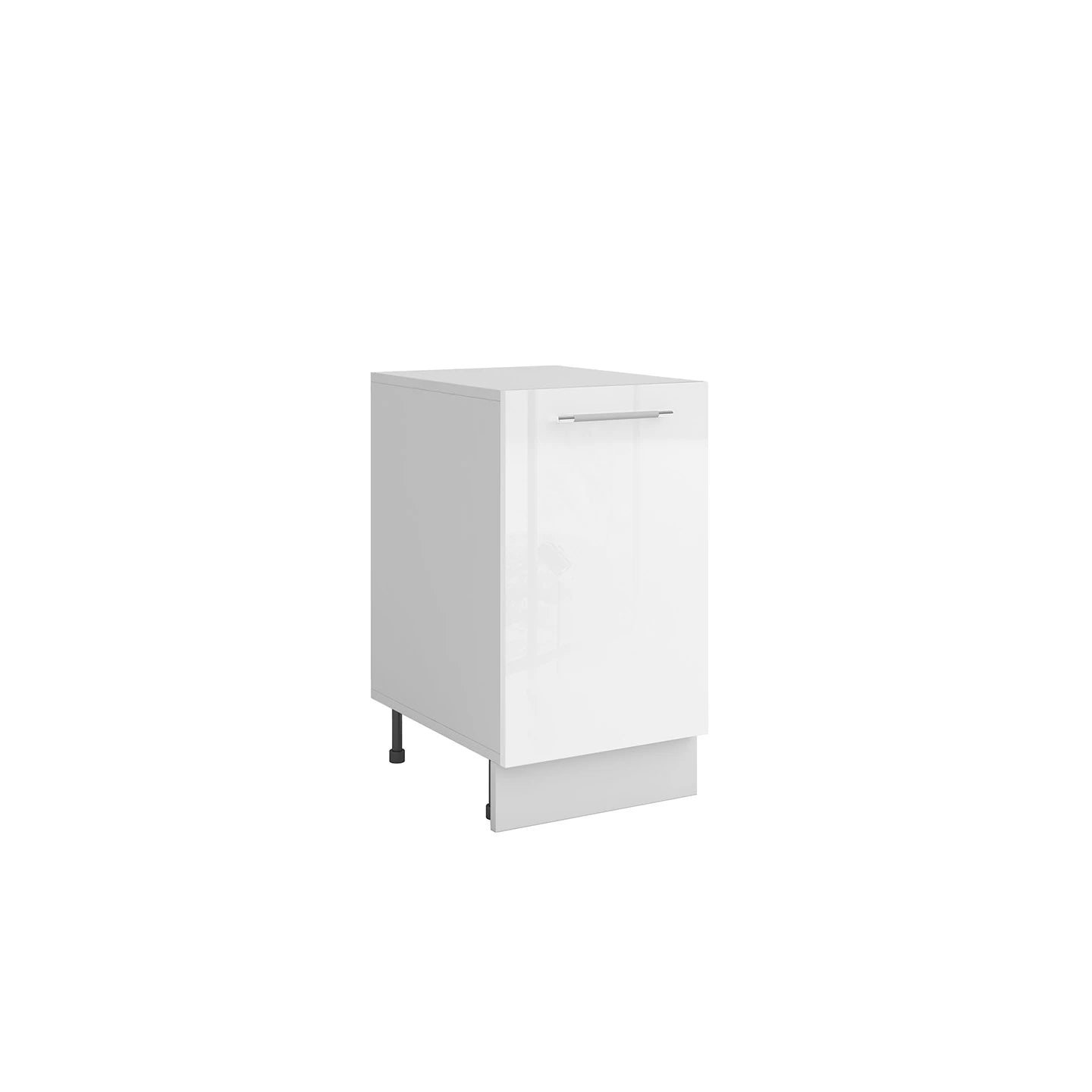 Meuble de cuisine bas blanc laqué 1 porte 1 étagère L 40 x H 72 cm