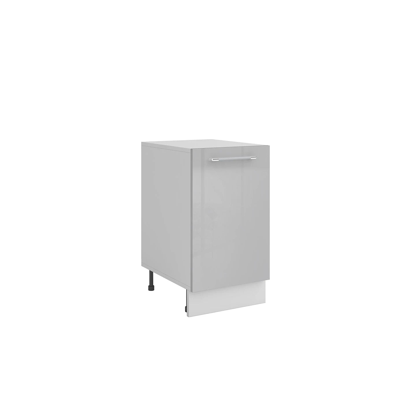 Meuble de cuisine bas gris laqué 1 porte 1 étagère L 40 x H 72 cm