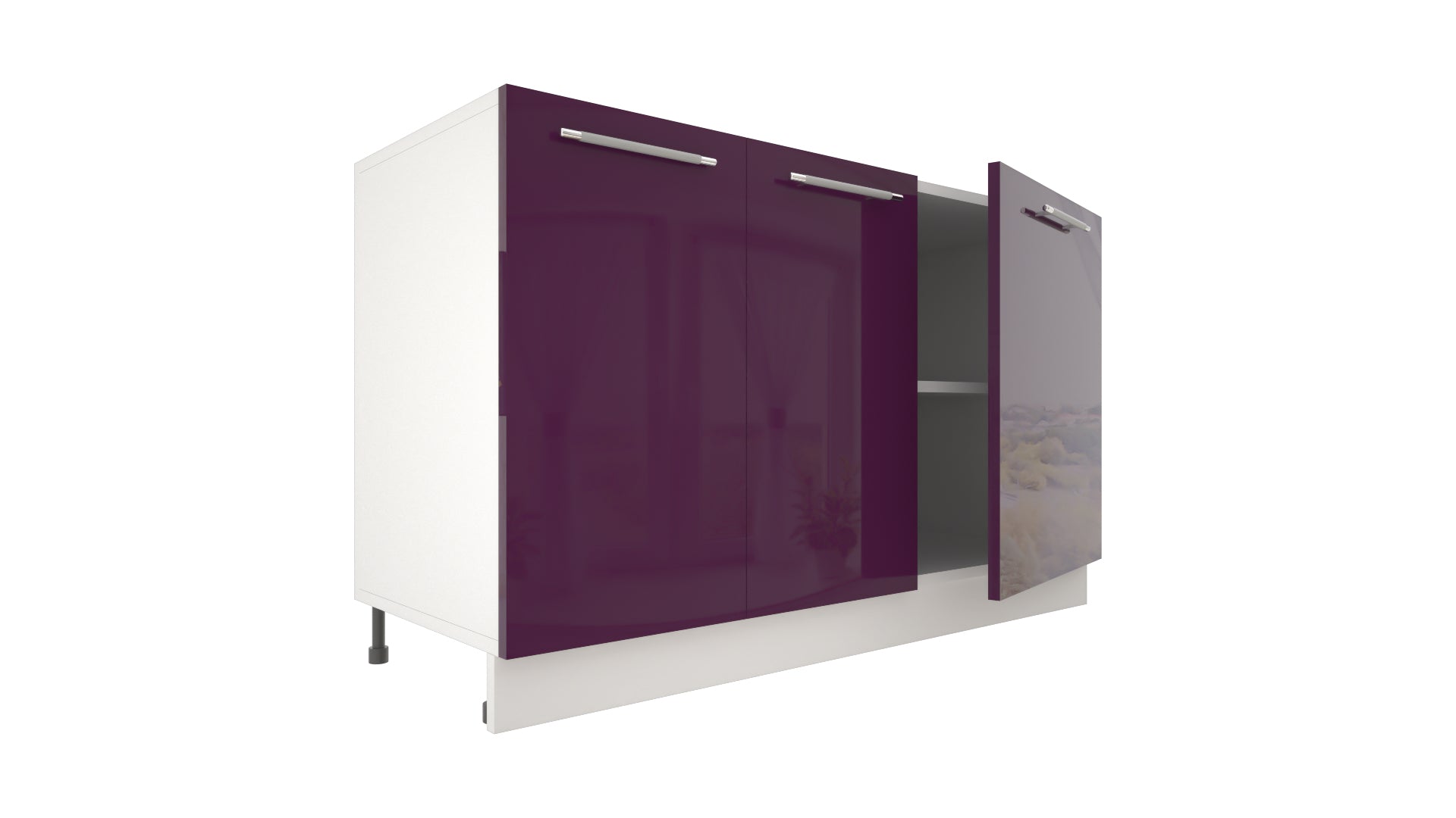 Ilot Central de Cuisine Solo 140 aubergine laquée