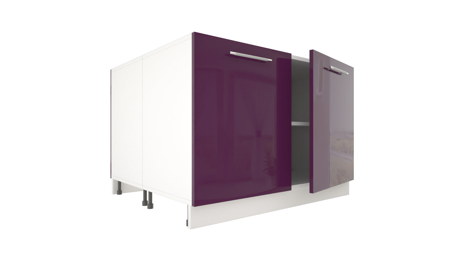 Ilot Central de Cuisine Duo 120 aubergine laquée