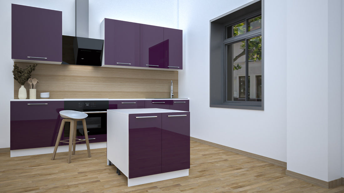 Ilot Central de Cuisine Duo 80 aubergine laquée