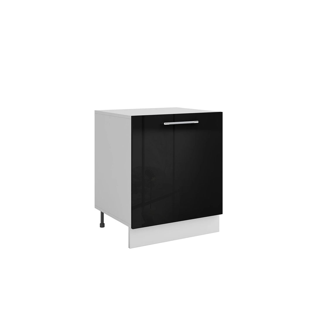 Meuble de cuisine bas noir laqué 1 porte 1 étagère L 60 x H 72 cm