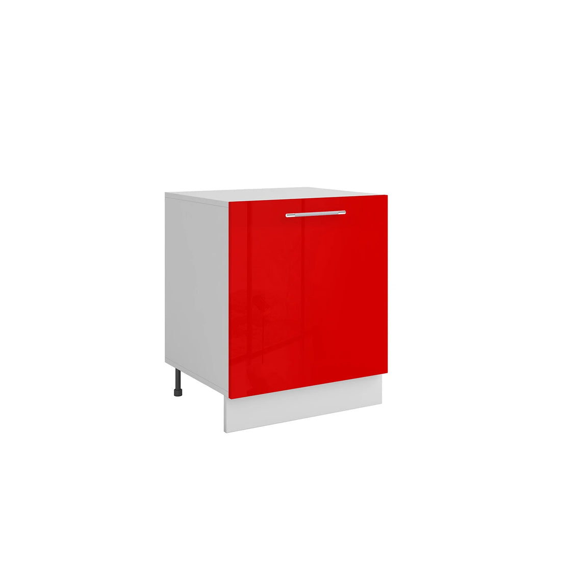 Meuble de cuisine bas rouge laqué 1 porte 1 étagère L 60 x H 72 cm